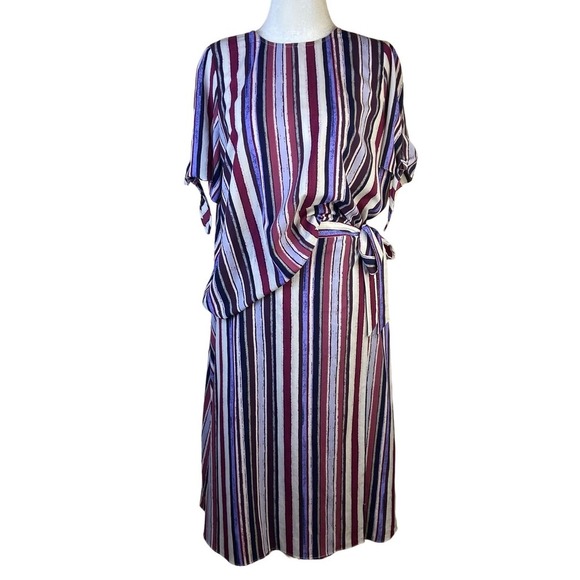 Alex Marie Size Large 2 Piece Top and Wrap Skirt Striped Lagenlook boho modern - Picture 2 of 15